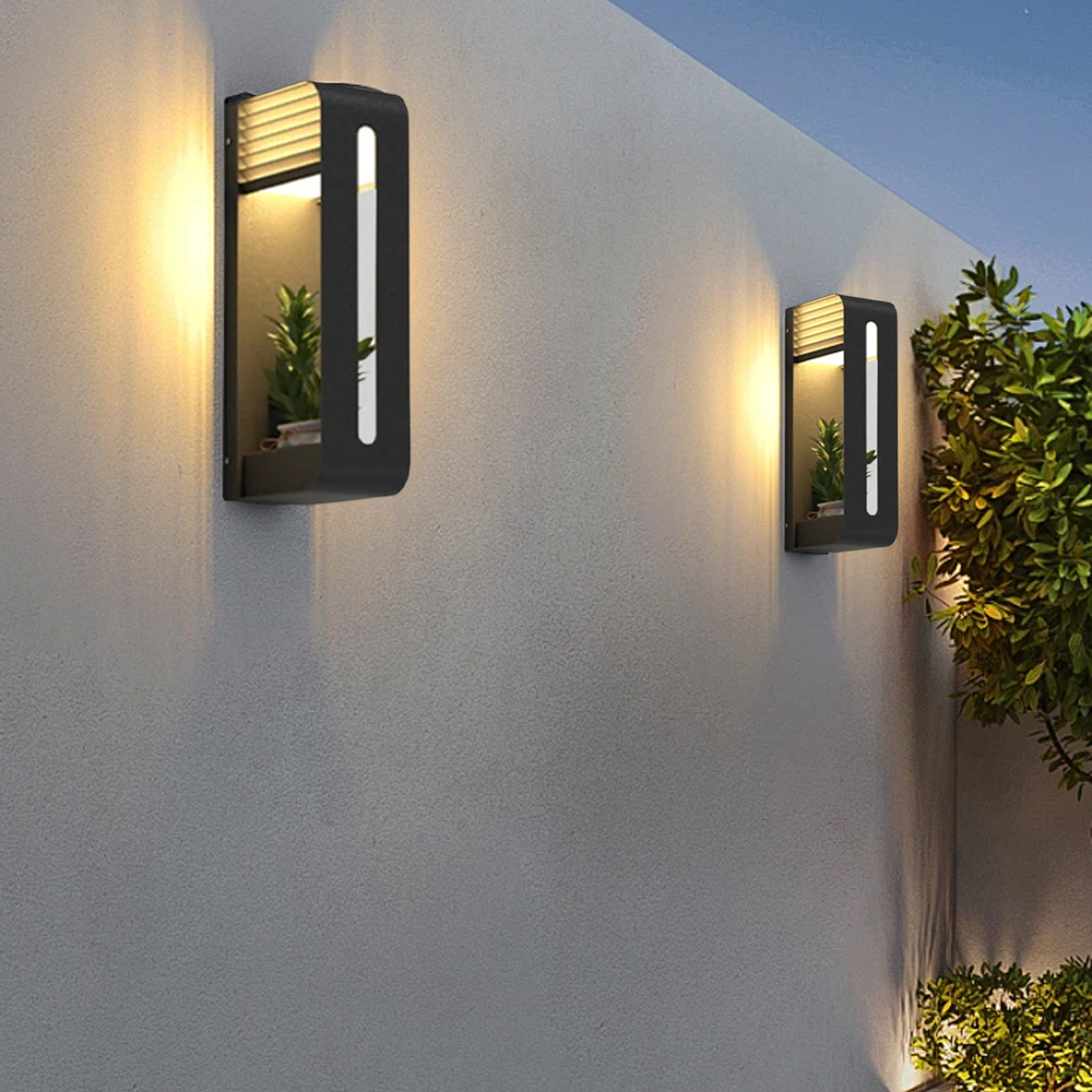 Modern Metal/Acrylic Rectangular Black Wall Lamp Outdoor