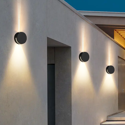 Modern Minimalist Metal Glass Round Waterproof Black Outdoor Wall Lamp