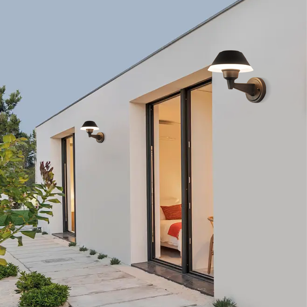 Vintage Metal Hooded Black Outdoor Lamp Garden