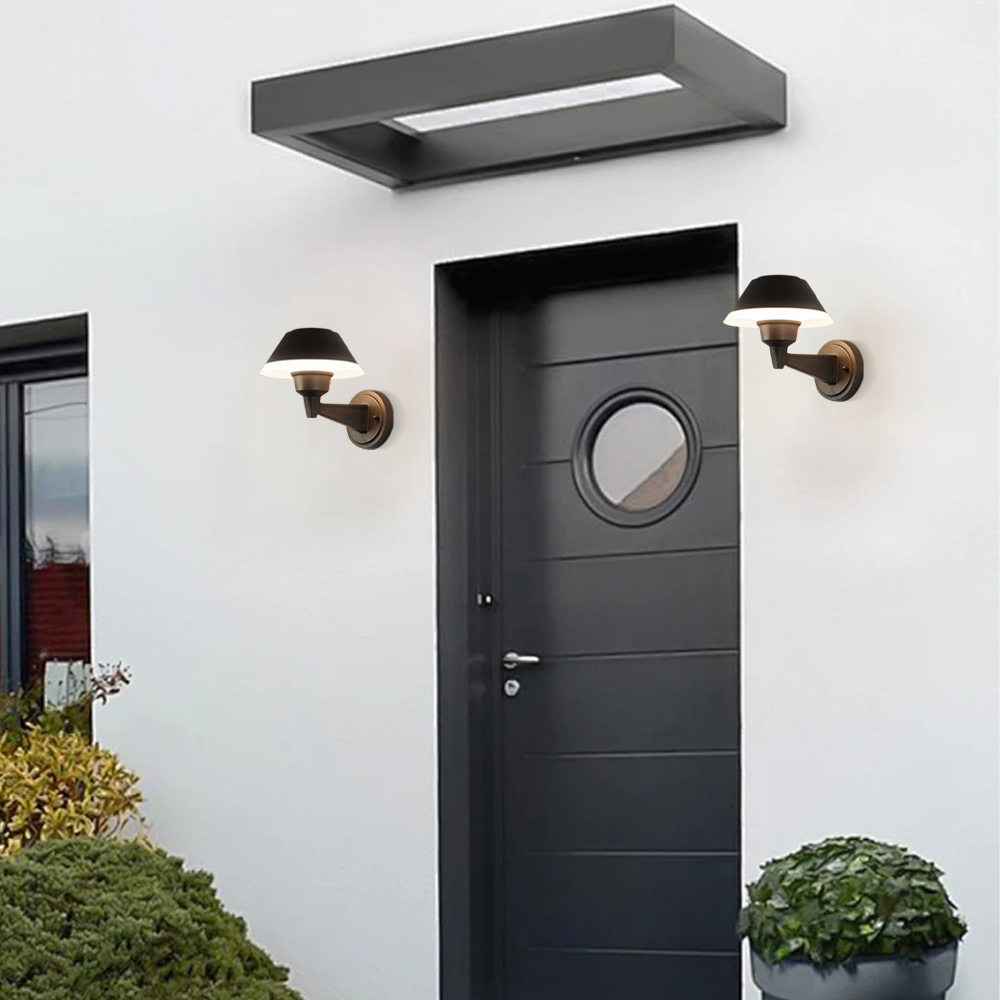 Vintage Metal Hooded Black Outdoor Lamp Garden