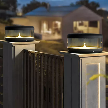 Modern Metal Cylindrical Black Outdoor Lamp Garden