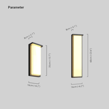 Modern Metal Acrylic Rectangular Black Wall Lamp Garden