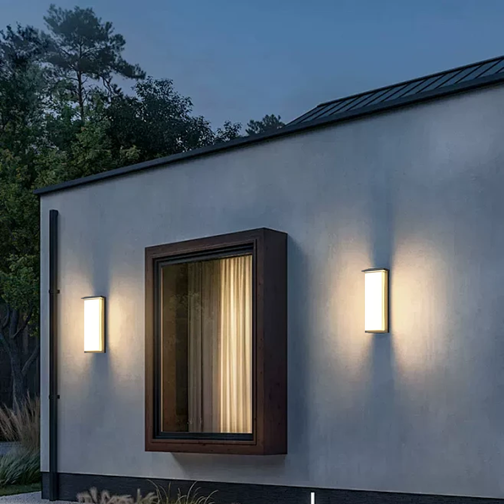 Modern Metal Acrylic Rectangular Black Wall Lamp Garden