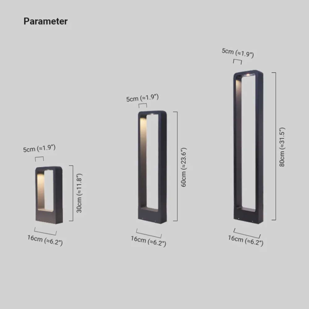 Modern Metal Acrylic Rectangular Black Outdoor Path Light