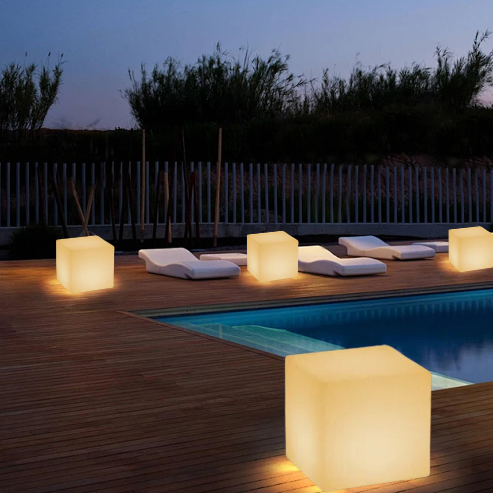 Modern Acrylic Geometric White Outdoor Ground Light
