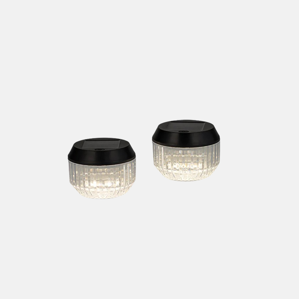 Modern Black Outdoor Solar Table Lamp Camping 2 Pcs