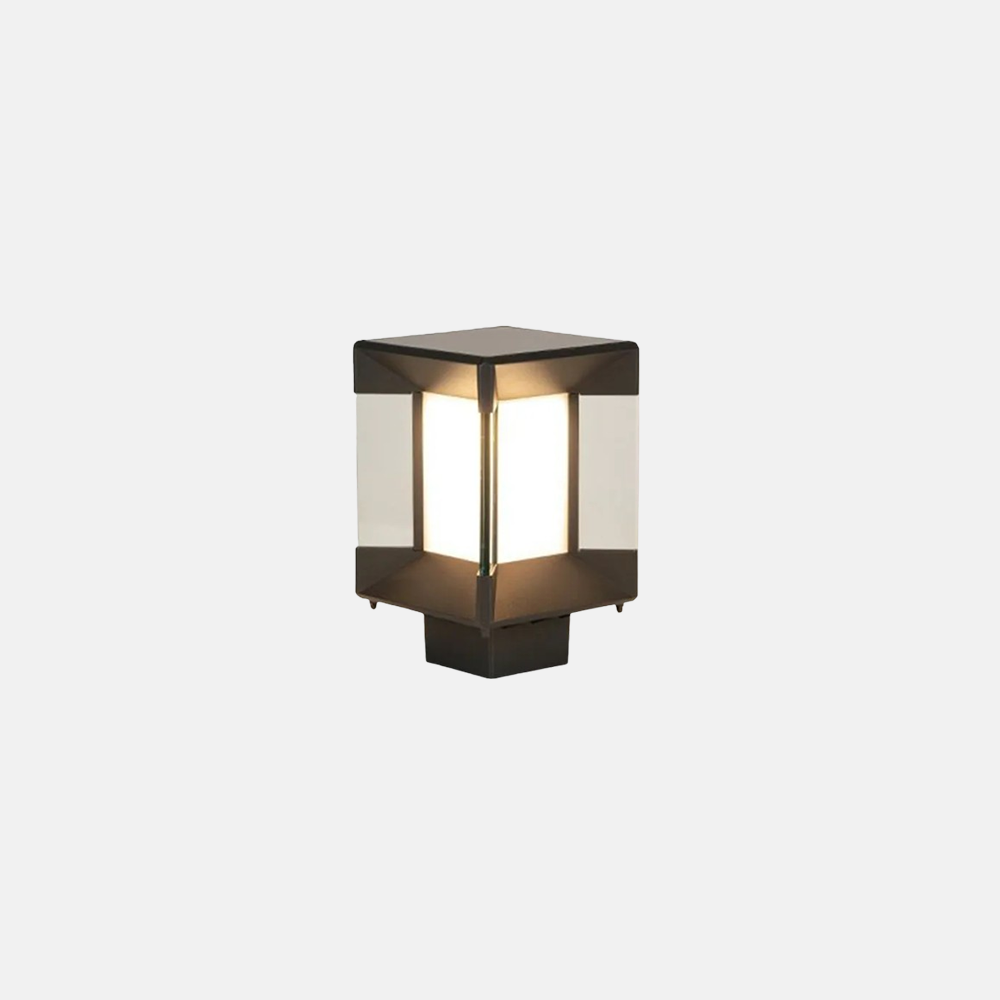 Modern Metal Rectangular Black Solar Outdoor Pillar Light Garden