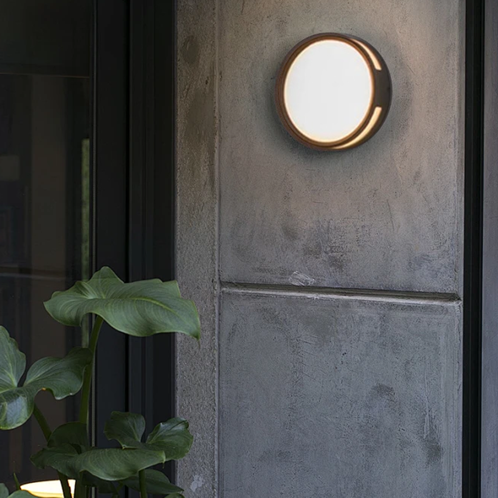 Modern Acrylic Round Black Outdoor Wall Light Garden