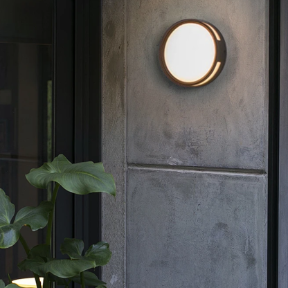 Modern Acrylic Round Black Outdoor Wall Light Garden