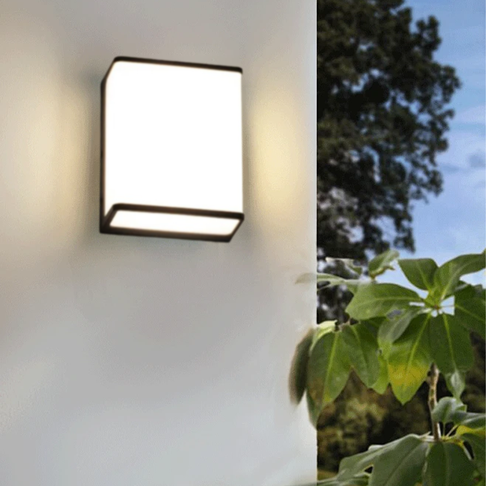 Modern Acrylic Rectangular Black Outdoor Wall Light Garden 