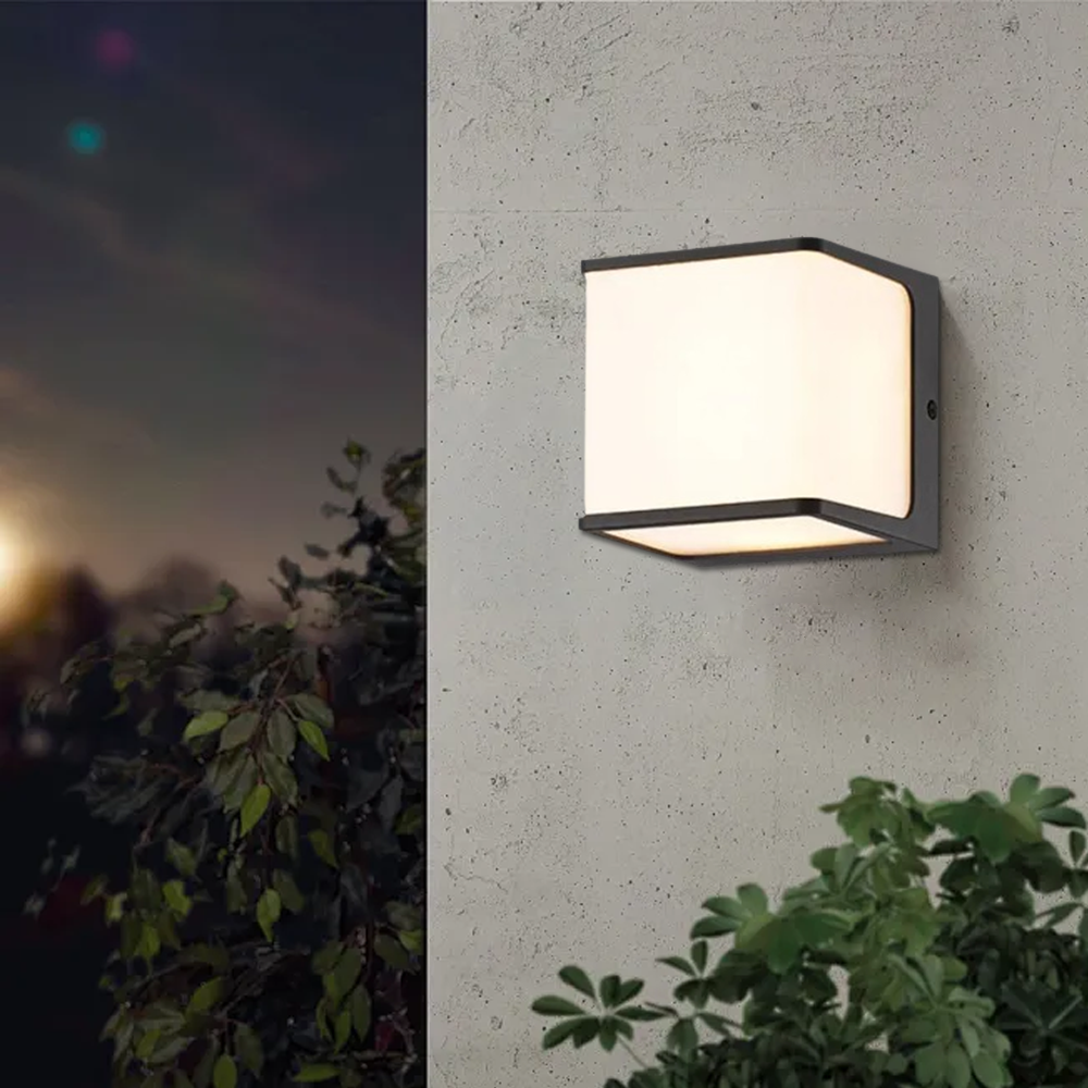 Modern Acrylic Rectangular Black Outdoor Wall Light Garden 