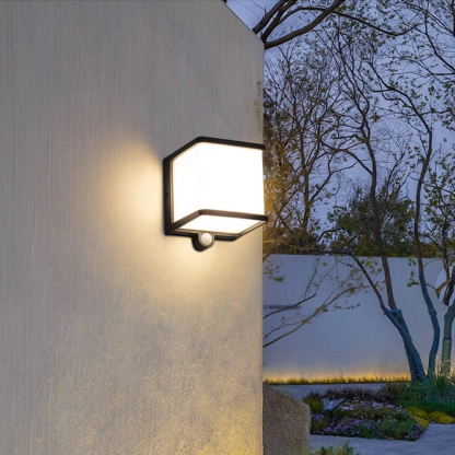Modern Acrylic Rectangular Black Outdoor Wall Light Garden 