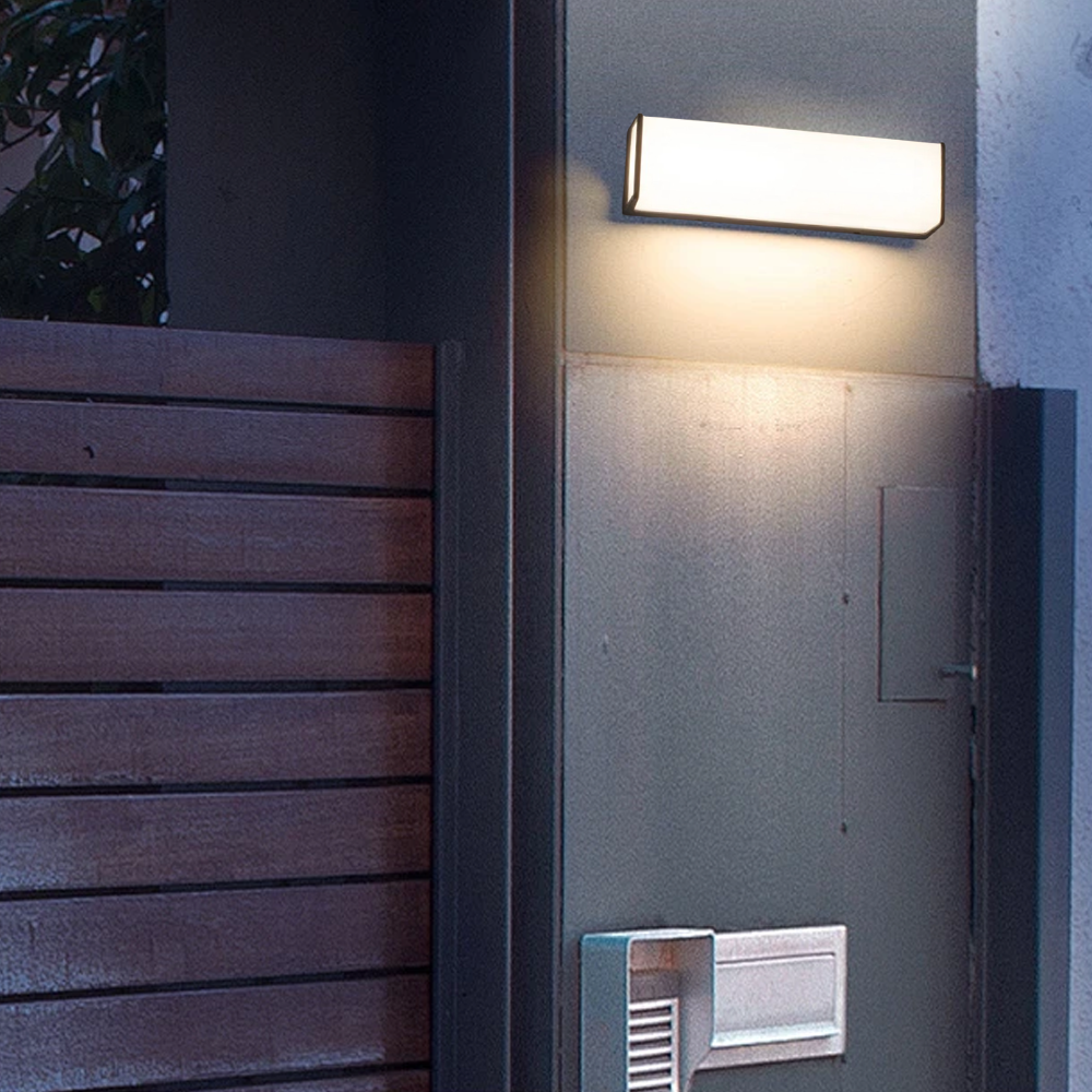 Modern Acrylic Rectangular Black Outdoor Wall Light Garden 