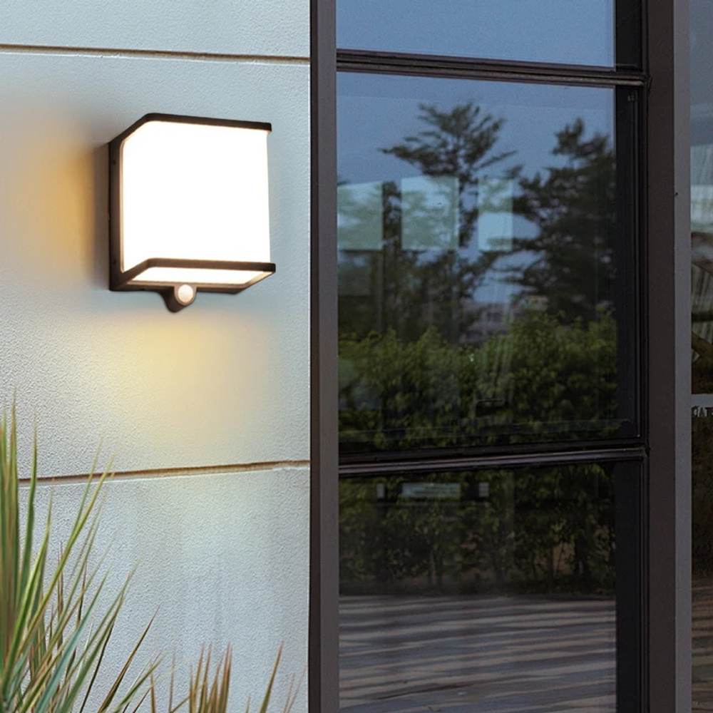 Modern Acrylic Rectangular Black Outdoor Wall Light Garden 