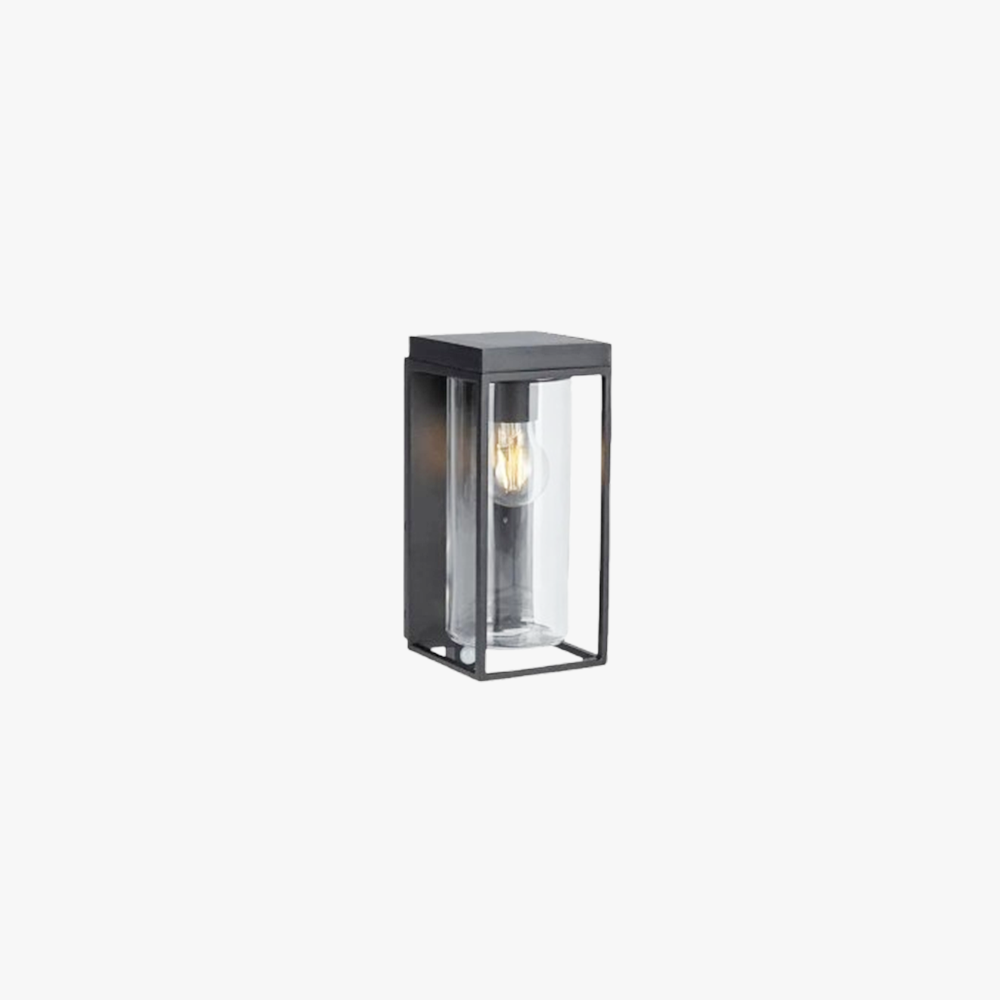 Modern Metal Glass Rectangular Black Outdoor Wall Lamp