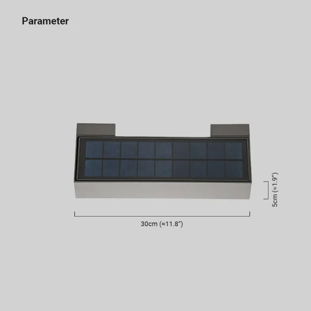 Modern Metal Rectangular Black Solar Outdoor Wall Lamp Courtyard