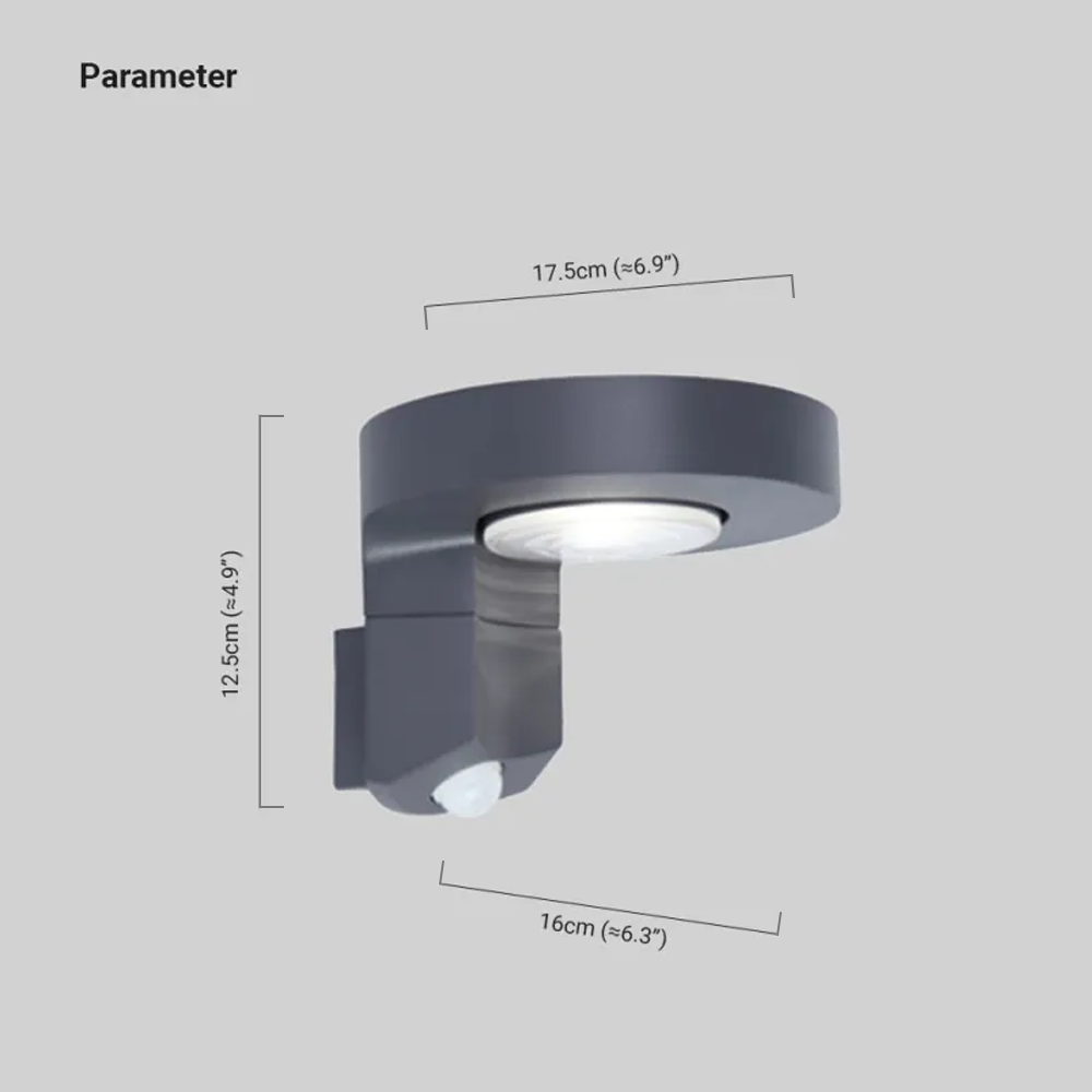 Modern Metal Round Black Solar Outdoor Wall Light Garden