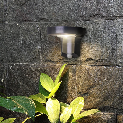 Modern Metal Round Black Solar Outdoor Wall Light Garden