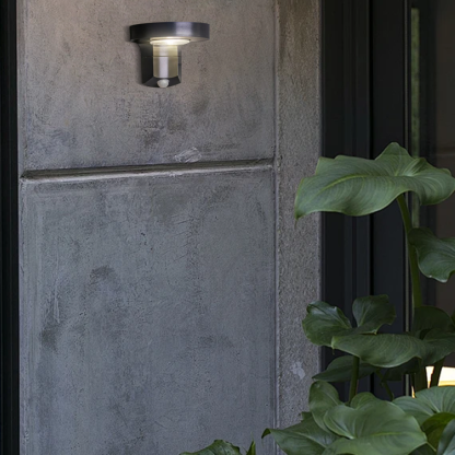 Modern Metal Round Black Solar Outdoor Wall Light Garden