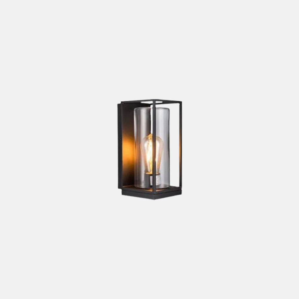 Modern Metal Glass Rectangular Corridor Outdoor Wall Light Black