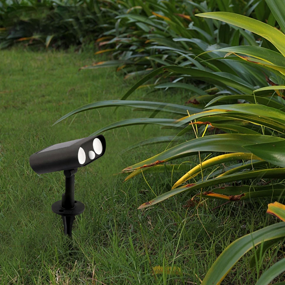 Modern Acrylic Cylindrical Black Solar Outdoor Spotlight Courtyard