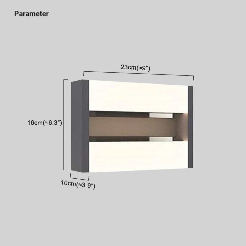 Modern Metal Rectangle Black Outdoor Wall Light Yard