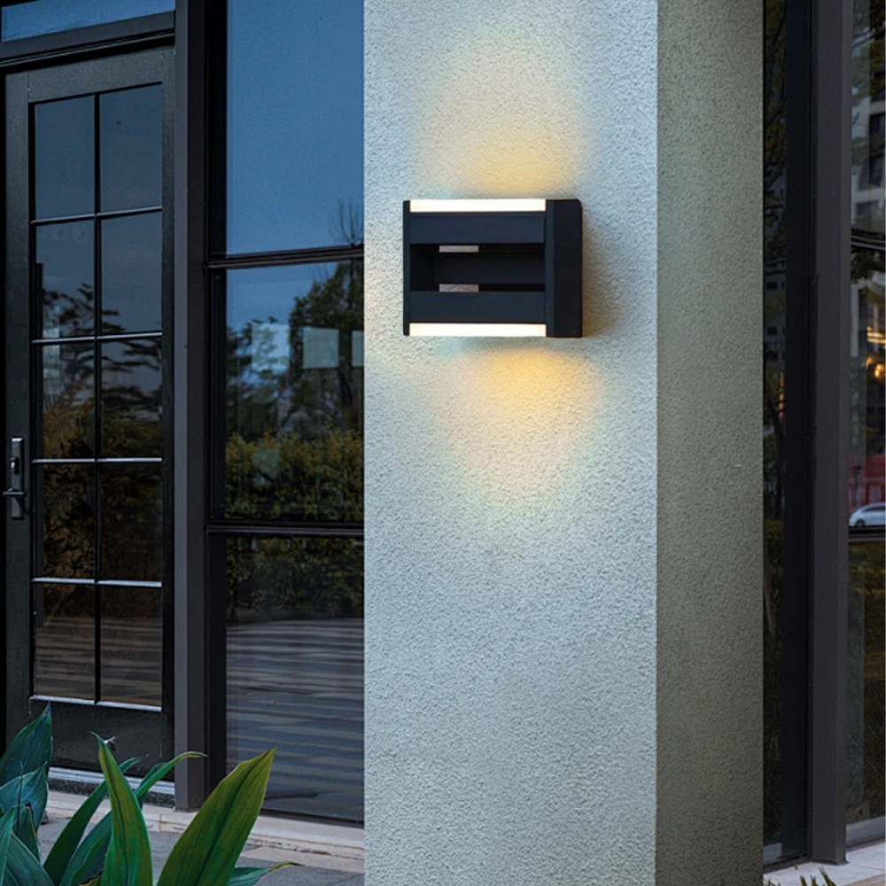 Modern Metal Rectangle Black Outdoor Wall Light Yard