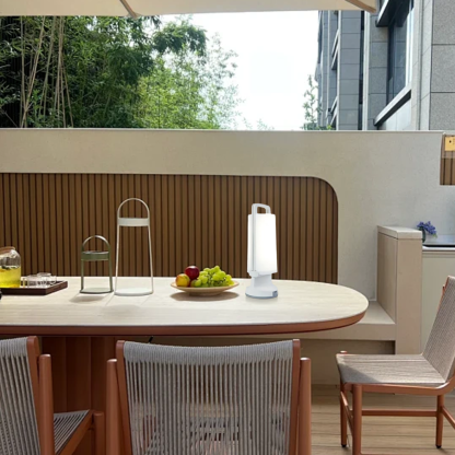 Modern Acrylic Cylindrical White Green Grey Solar Outdoor Table Lamp