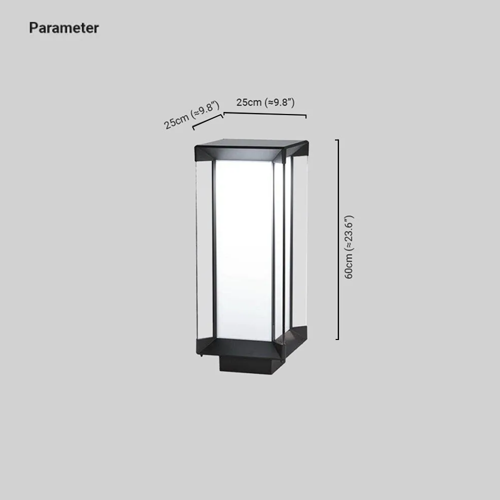 Modern Metal Glass Rectangular Black  Floor Lamp Garden