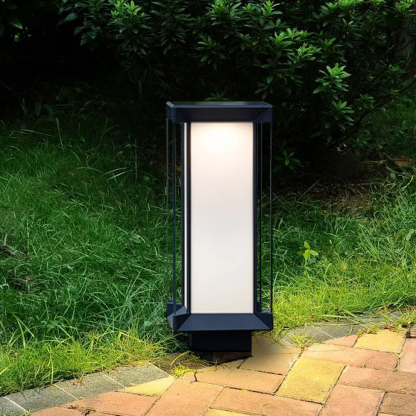 Modern Metal Glass Rectangular Black  Floor Lamp Garden