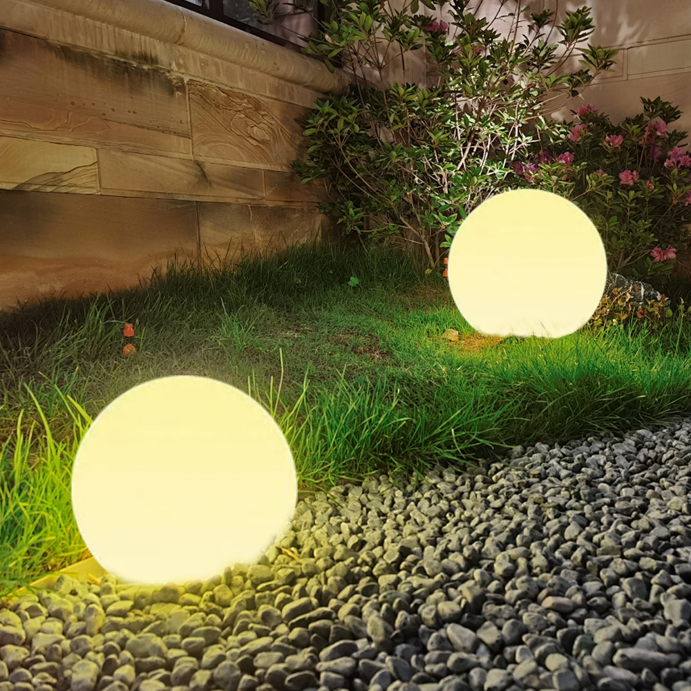 Modern Resin Globular White Outdoor Light Garden