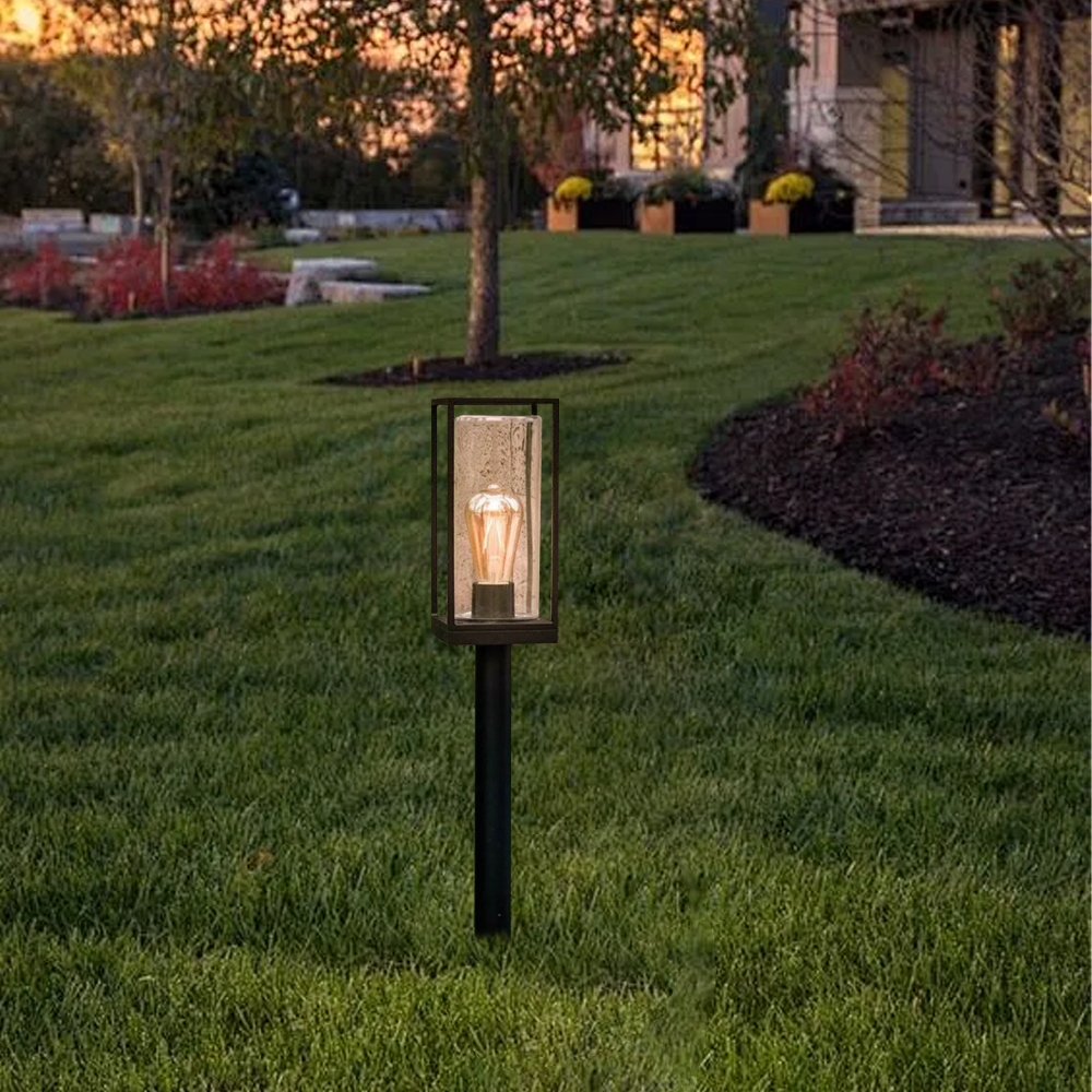 Modern Metal Rectangular Black Floor Lamp Outdoor Garden | Riofu