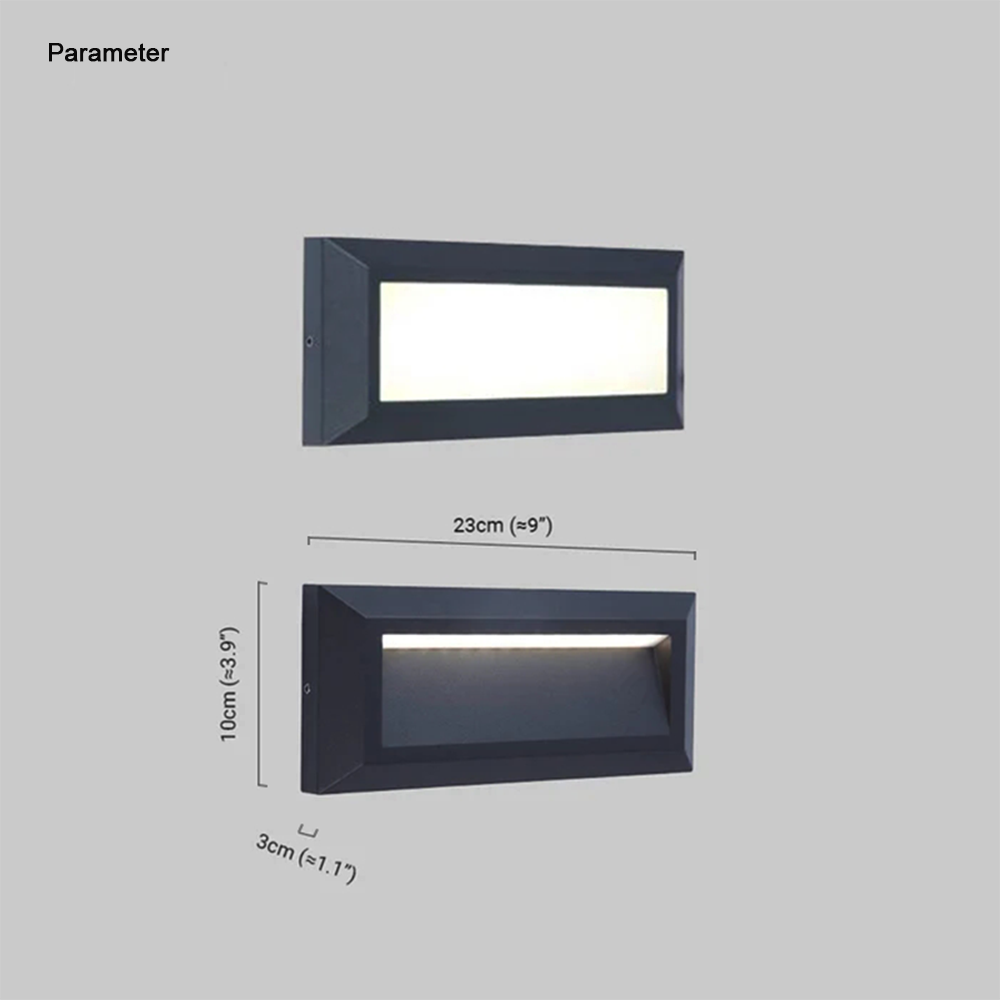 Modern Metal Rectangular Black Outdoor Pathway Light Courtyard