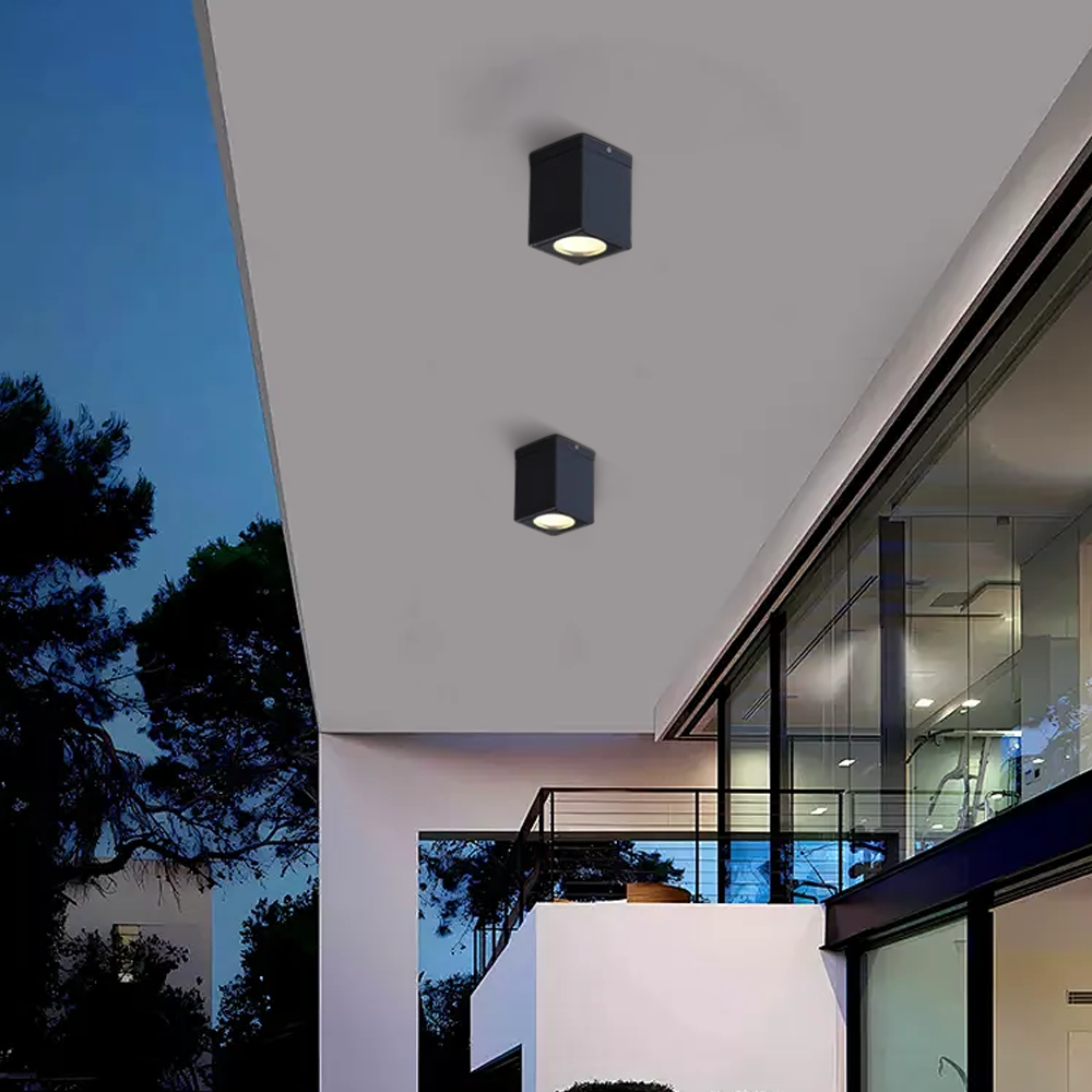 Modern Metal Glass Black Flush Mount Ceiling Light Outdoor