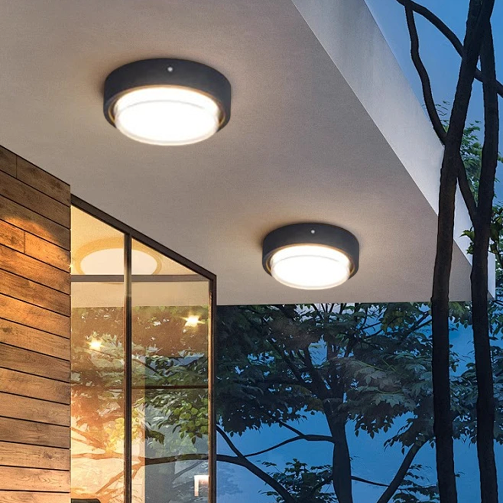Classical Metal Acrylic Geometric Outdoor Ceiling Light Black | Lgtly
