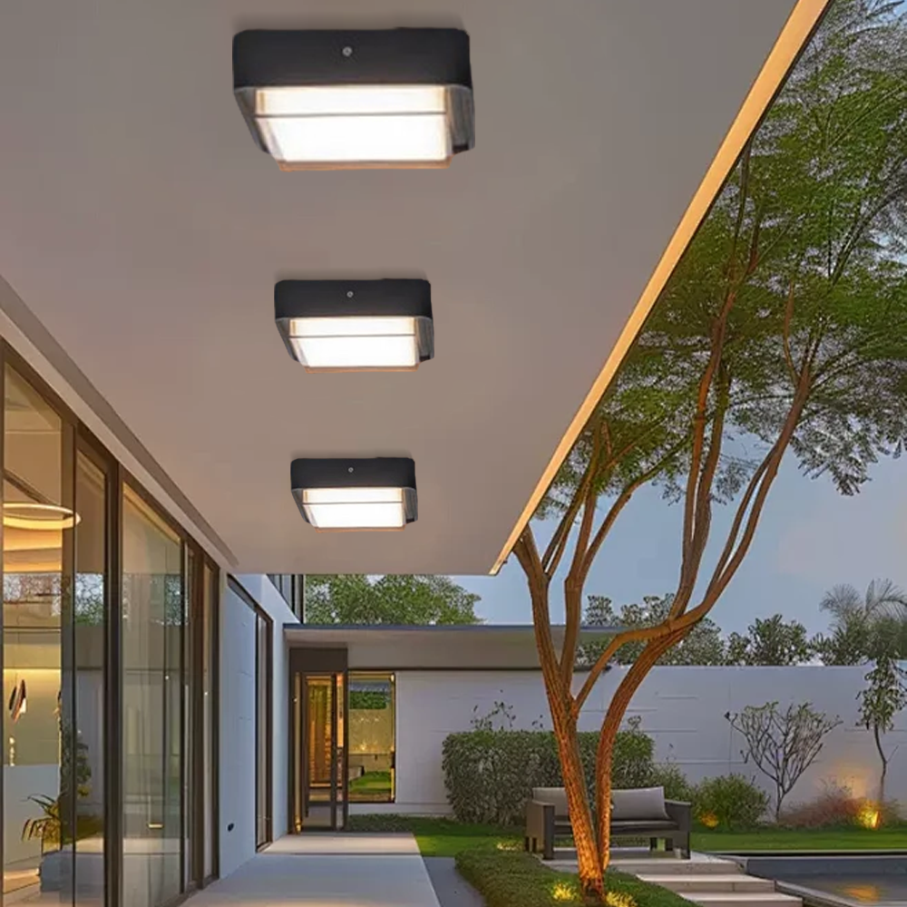 Classical Metal Acrylic Geometric Outdoor Ceiling Light Black