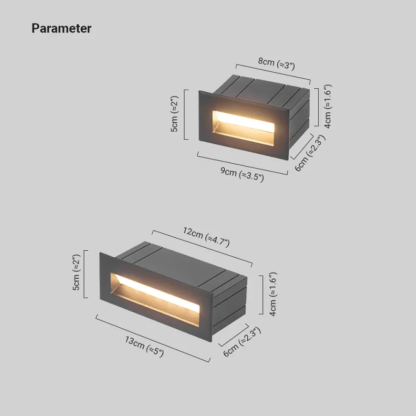 Modern Metal Acrylic Rectangular Black Outdoor Deck Light Terrace