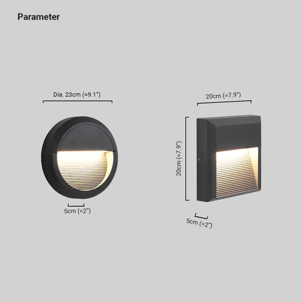 Modern Metal Acrylic Round Square Black Deck Light Outdoor