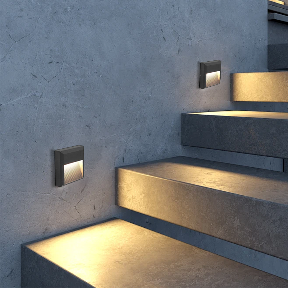 Modern Metal Acrylic Round Square Black Deck Light Outdoor