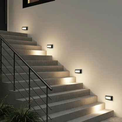 Modern Metal Acrylic Rectangular Black Grey Outdoor Deck Light Yard