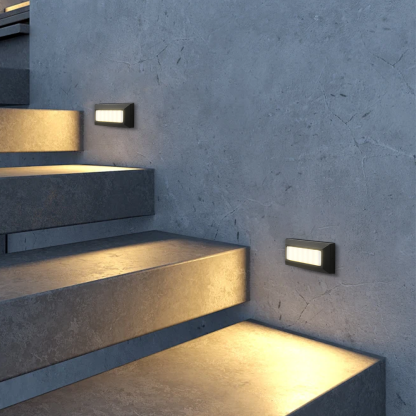 Modern Metal Acrylic Rectangular Black Grey Outdoor Deck Light Yard