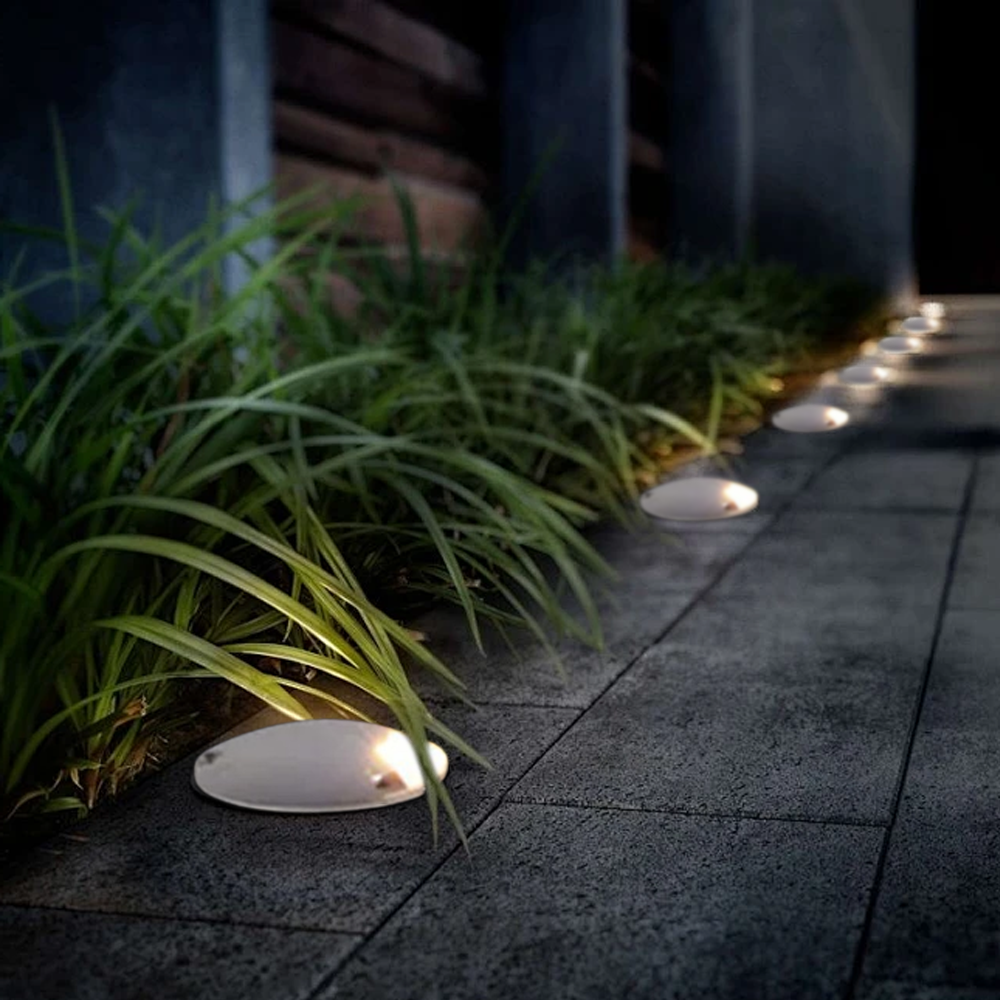 Contemporary Metal Round Black Outdoor Ground Light Courtyard