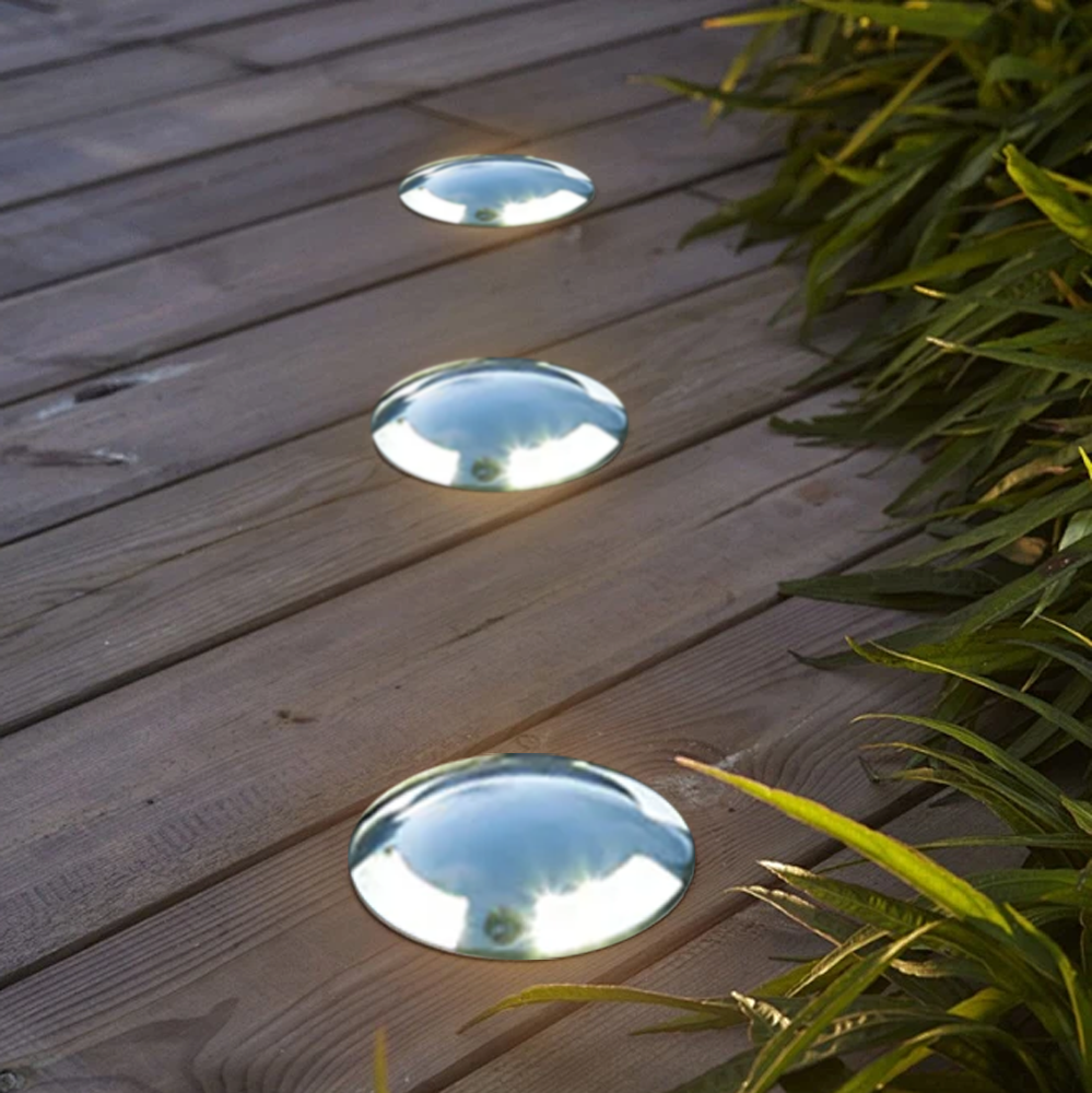 Contemporary Metal Round Black Outdoor Ground Light Courtyard