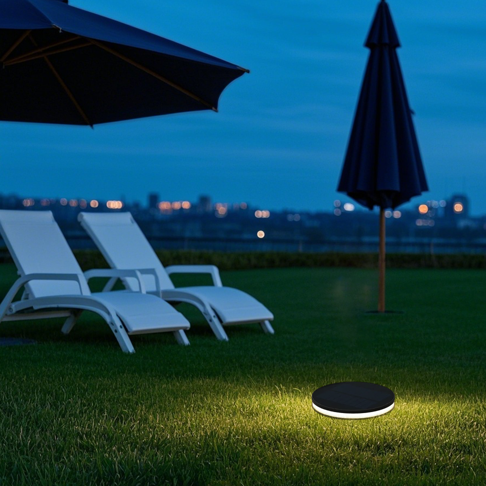 Modern Metal Acrylic Round Black Outdoor Ground Light Patio