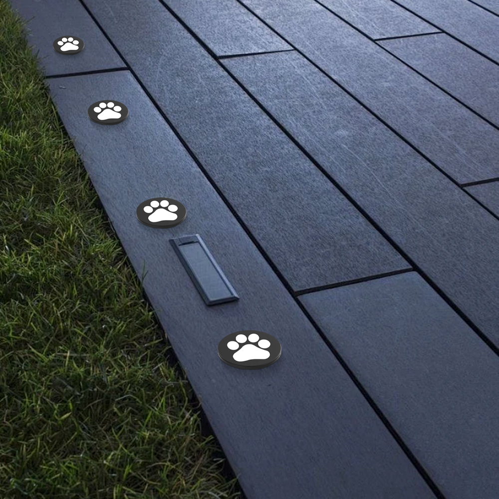 Modern Metal Acrylic Dog Tracks Black Outdoor Ground Light Garden