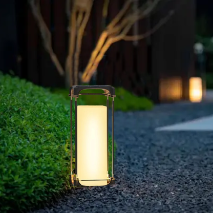 Modern Metal Acrylic Rectangular Black Outdoor Floor Lamp Garden