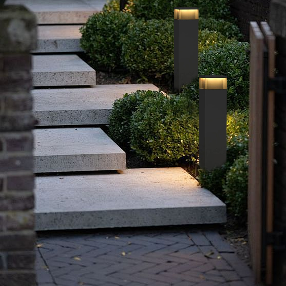 Modern Metal Rectangular Black Outdoor Path Light Outdoor