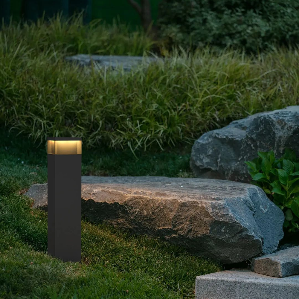 Modern Metal Rectangular Black Outdoor Path Light Outdoor