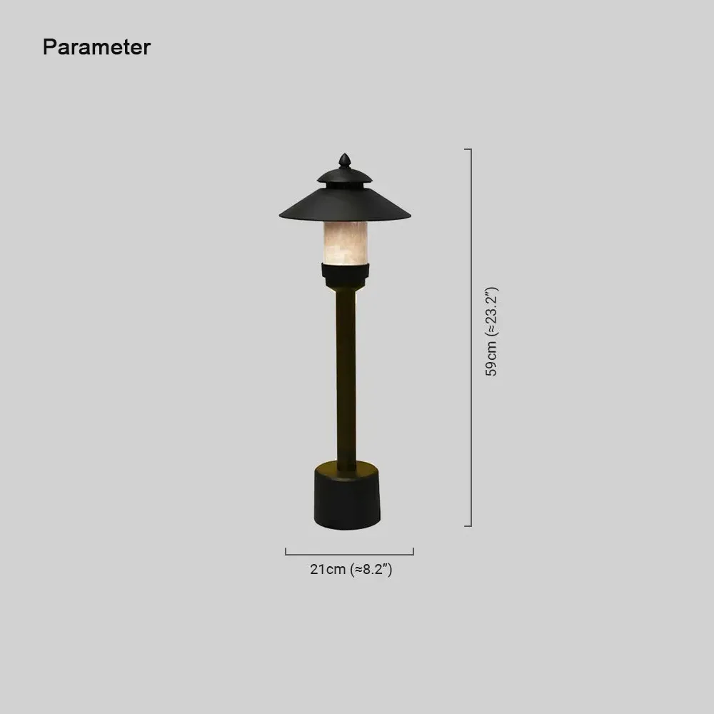 Modern Metal Marble Hooded Black Outdoor Path Light