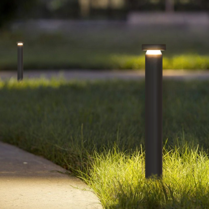 Minimalist Metal Acrylic Cylinder Black Outdoor Path Light